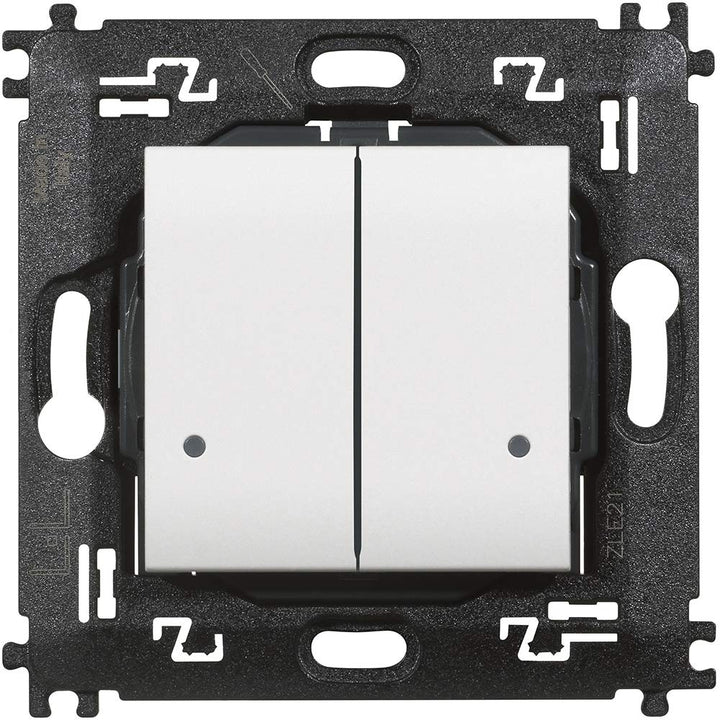 Bticino N4003DCW Livinglight Doppel-Lichtsteuerung, kabellos, Weiss, Weiss