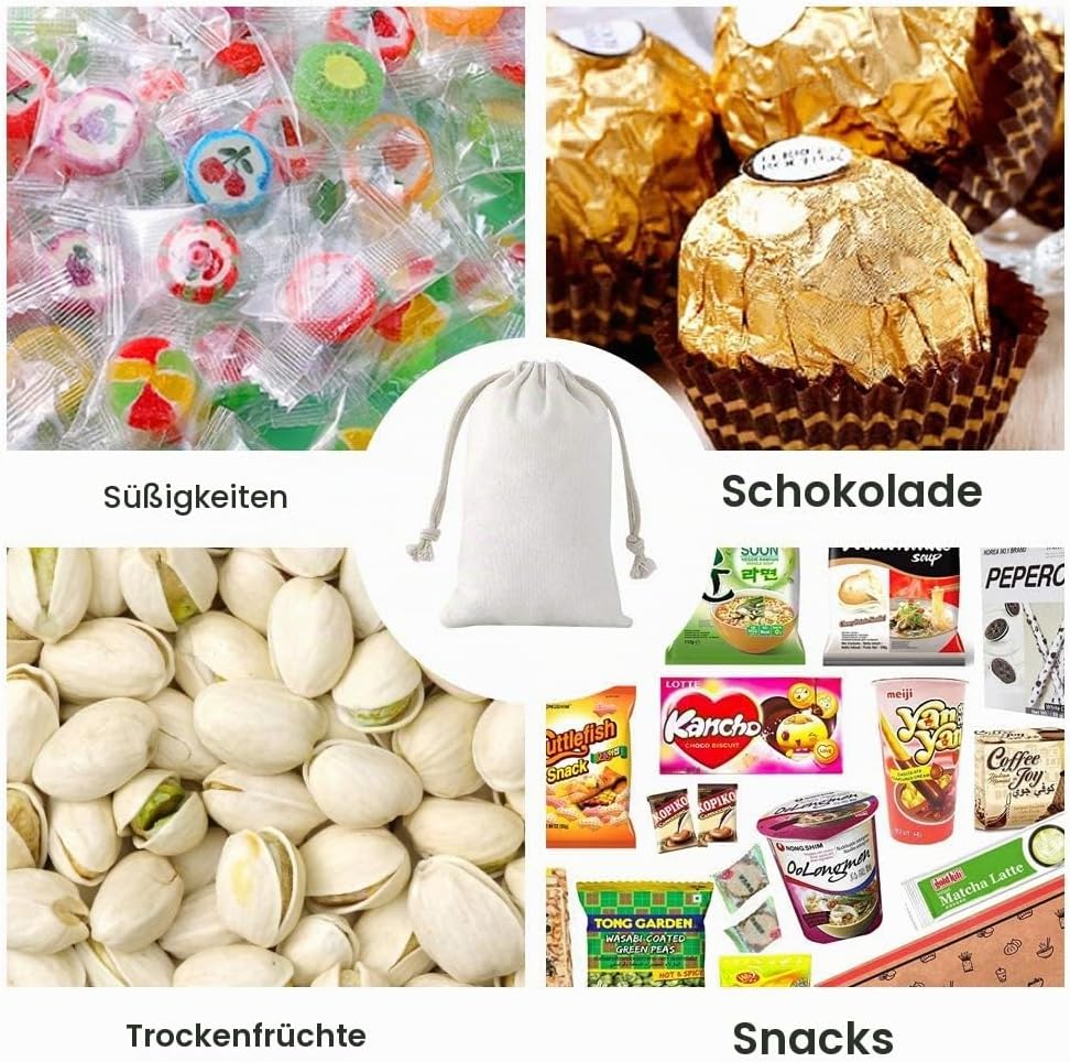 SumDirect 20 Stück Baumwolltasche Stoffbeutel mit Kordelzug, Baumwolle Säckchen Baumwollbeutel 20X30