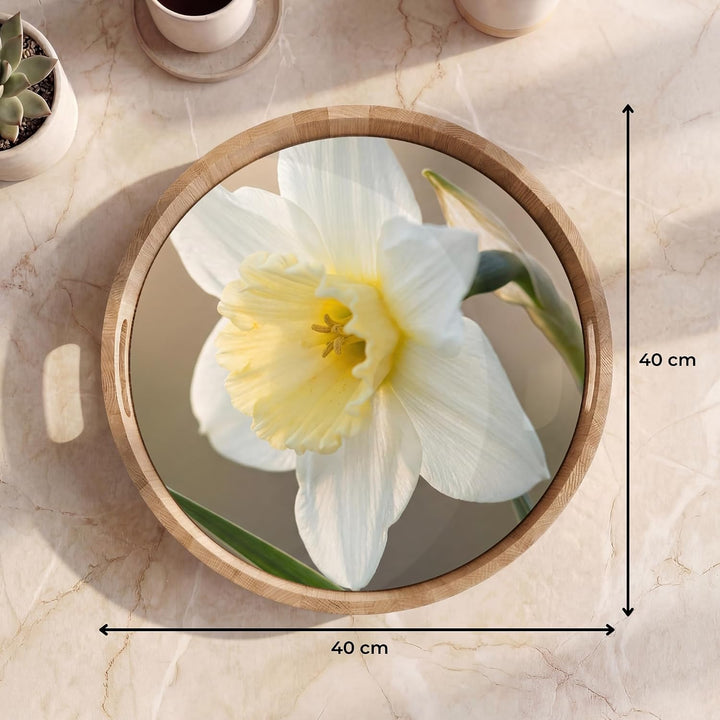 Tablett Serviertablett rutschfest Griff Küchentablett Narzisse - Blume 40 cm, Narzisse - Blume 40 cm