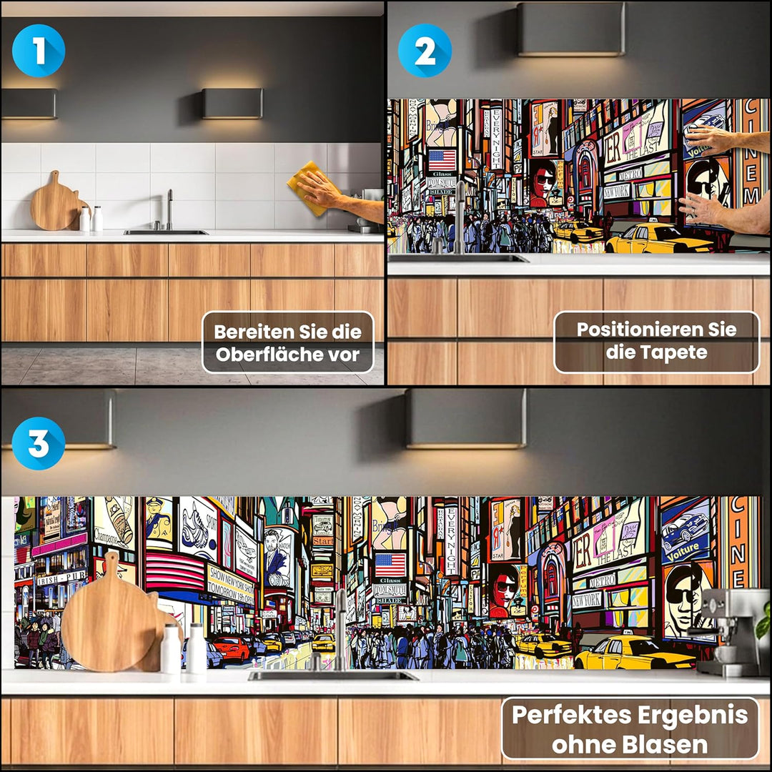 Küchenrückwand Folie selbstklebend Times Square | Klebefolie - Dekofolie - Spritzschutz für Küche |