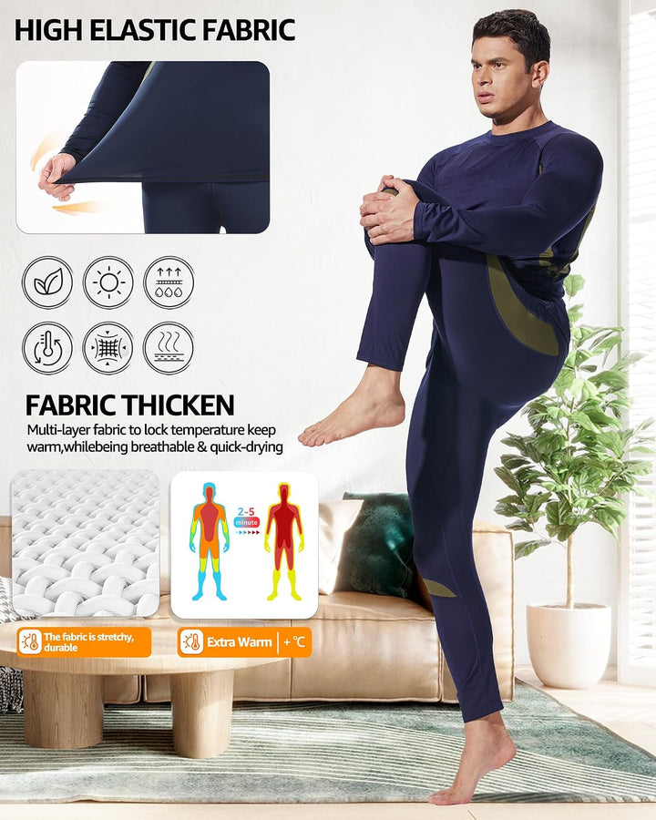 UNIQUEBELLA Thermo Unterwäsche Set, Funktionswäsche Herren Skiunterwäsche Winter Suit Ski Thermo-Unt