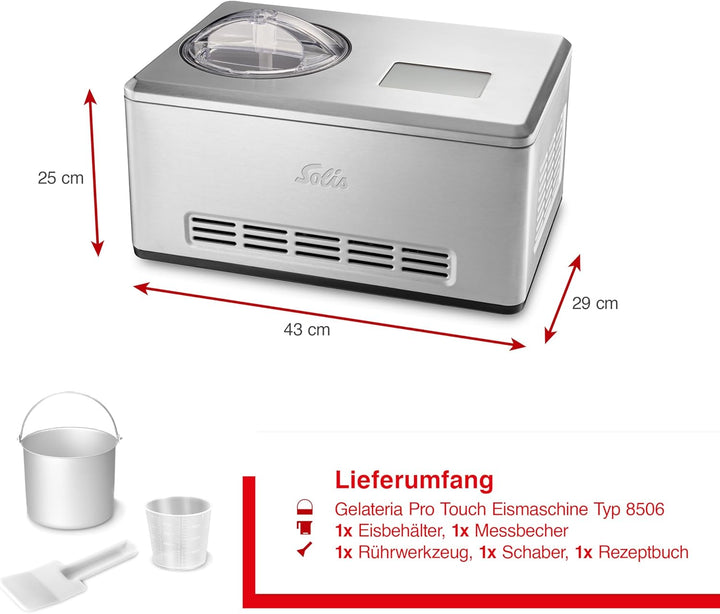 Solis Gelateria Pro Touch 3 in 1 Eismaschine mit Kompressor – Eiscreme-, Joghurt- &amp; Slushiemaschine,