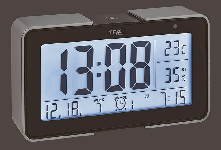 TFA Dostmann 60.2540 Funkwecker Melody mit verschiedenen Wecktönen (schwarz mit Batterien)