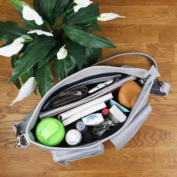 LECONI Schultertasche Ledertasche für Damen Vintage-Look echtes Leder Natur grosser Shopper Lederhan