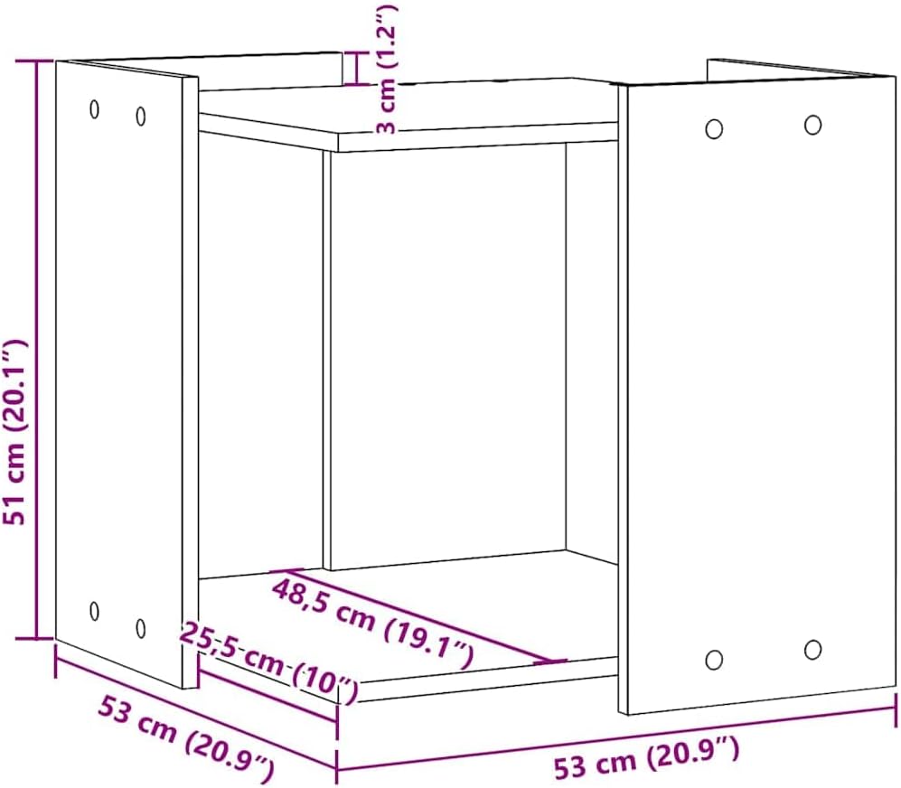 Katzenklo Grau Sonoma 53x53x51 cm Holzwerkstoff mit verstecktem Design, Platzsparend, langlebig und