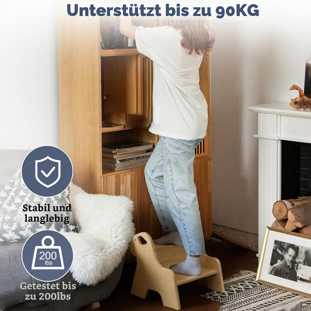 Tritthocker für Kinder - 2-Stufig Hocker Kinderschemel, mit Antirutschmatte und Griff, Multifunktion