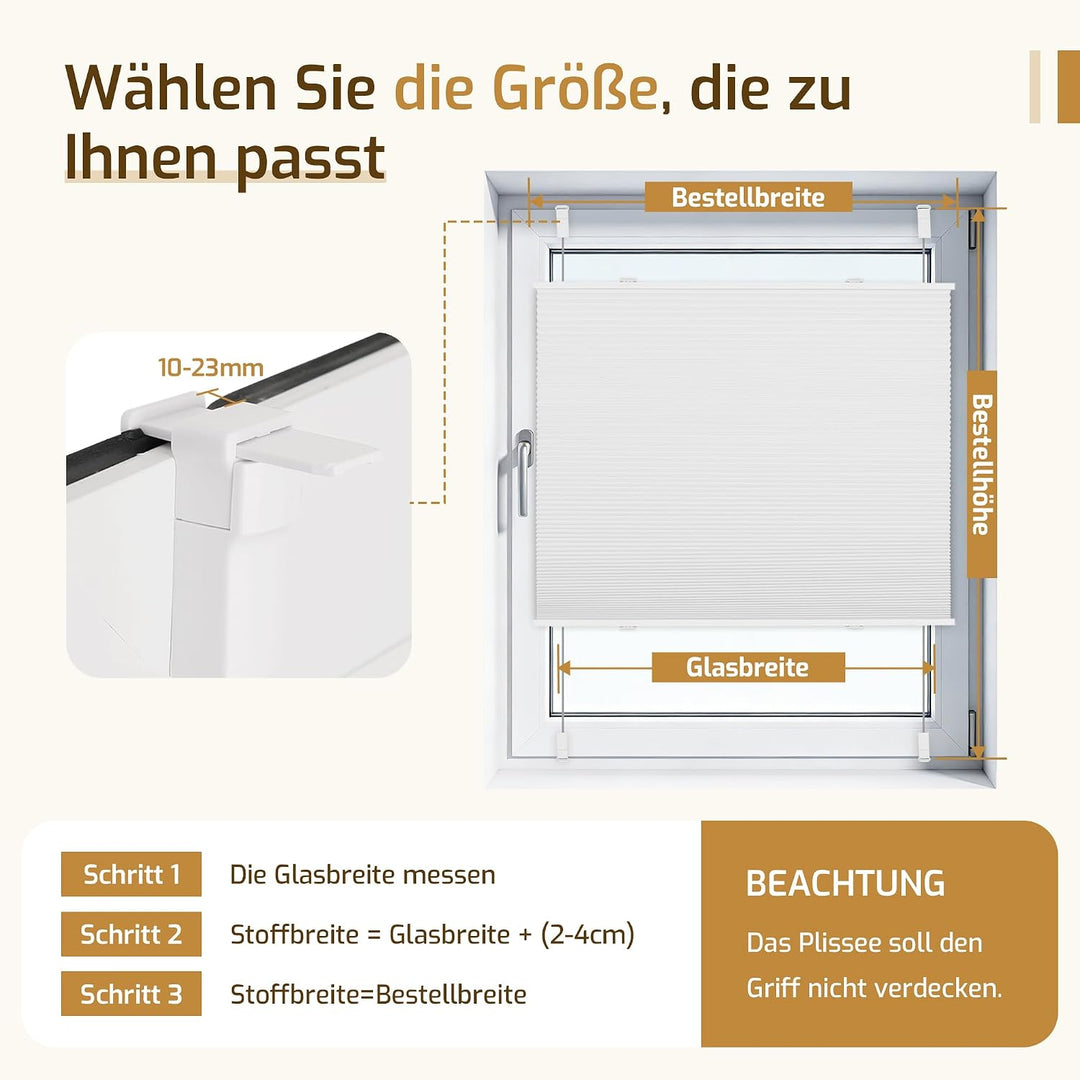 Verdunklungsplissee Wabenplissee ohne Bohren (Weiss-Wess 40x100cm) Thermo Plissee ohne Bohren verdun