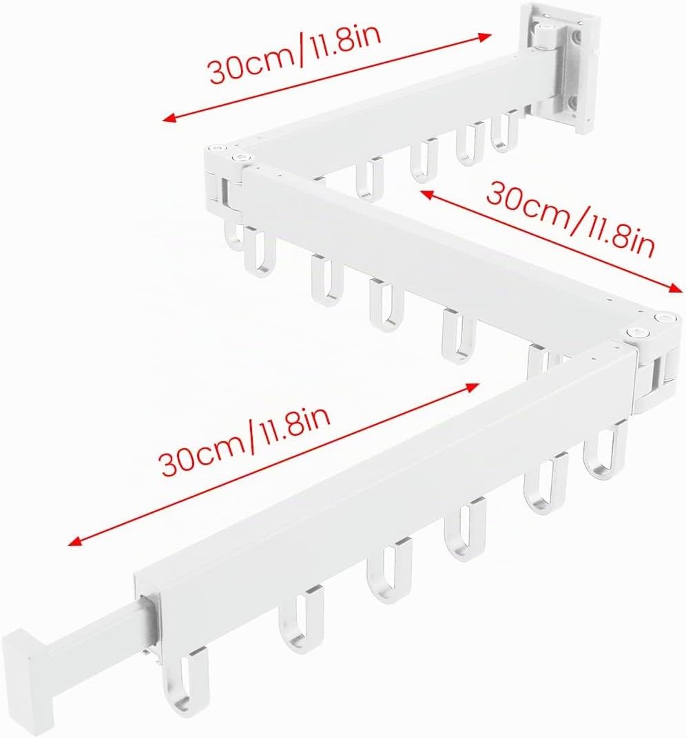 Einziehbarer Kleiderständer, Aluminium, Klappbar, Wandmontage, Wäscheständer mit Handtuchhalter, Kle