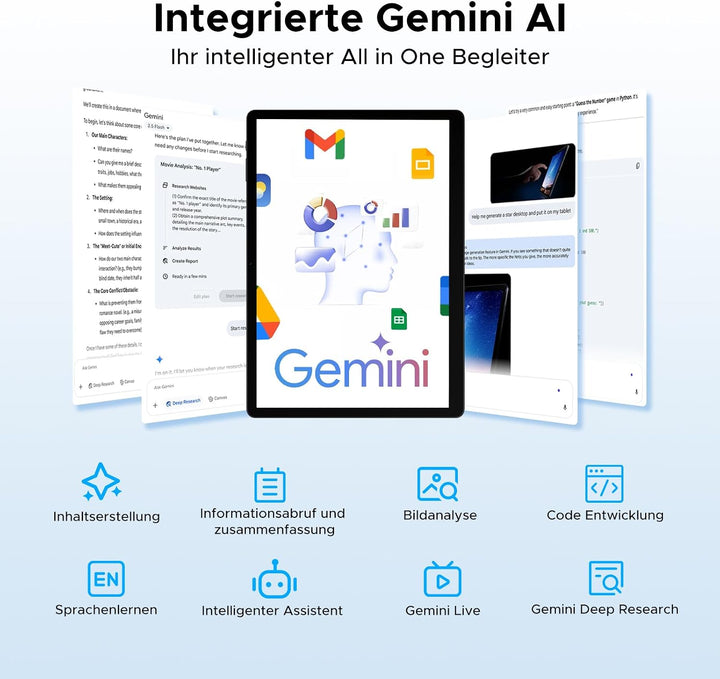 Tab E3 Max Android 15 Tablet 14 Zoll Gemini AI 13500mAh Grosser Helio G100 Octa Core 32GB RAM+256GB