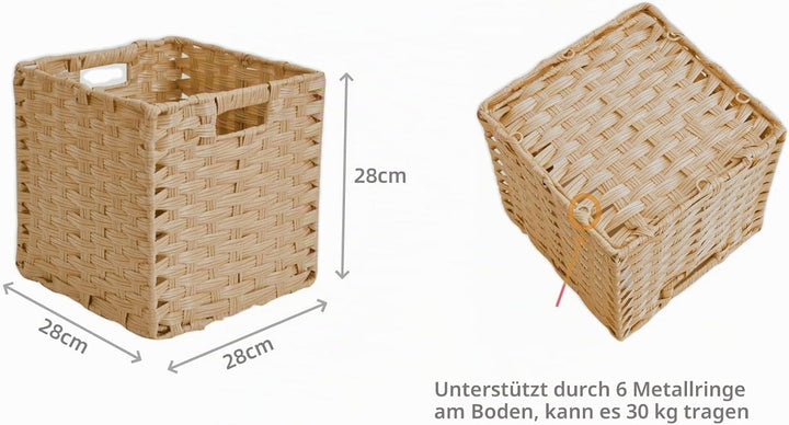 SOCOHOME Aufbewahrungsboxen, 28x28x28cm Aufbewahrungskorb aus Polypropylene und Metallstreifenfür Vo