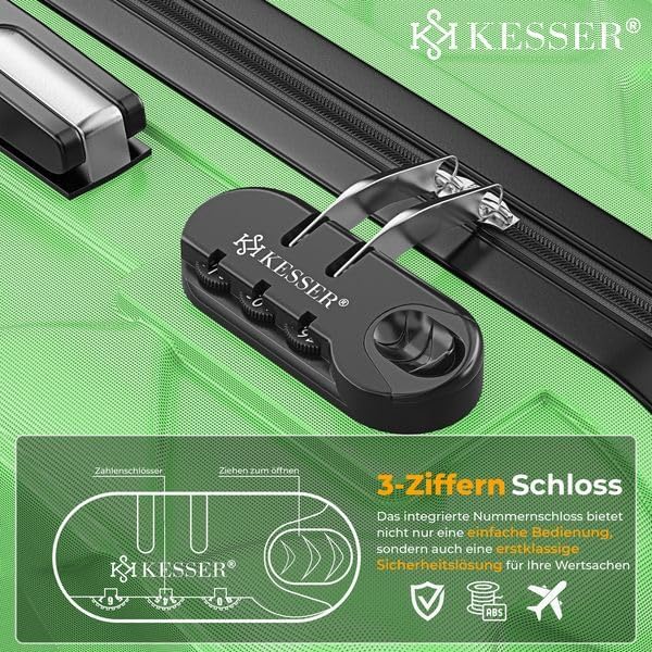 KESSER® Reisekoffer Set 4-teilig | Kofferset ABS Hartschalenkoffer mit Zahlenschloss, Kofferwaage &amp;