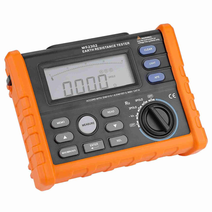 Digitaler Erdungswiderstandstester MS2302 Digitaler Erdungswiderstandstester 0~4K Ohm 100 Gruppen Da