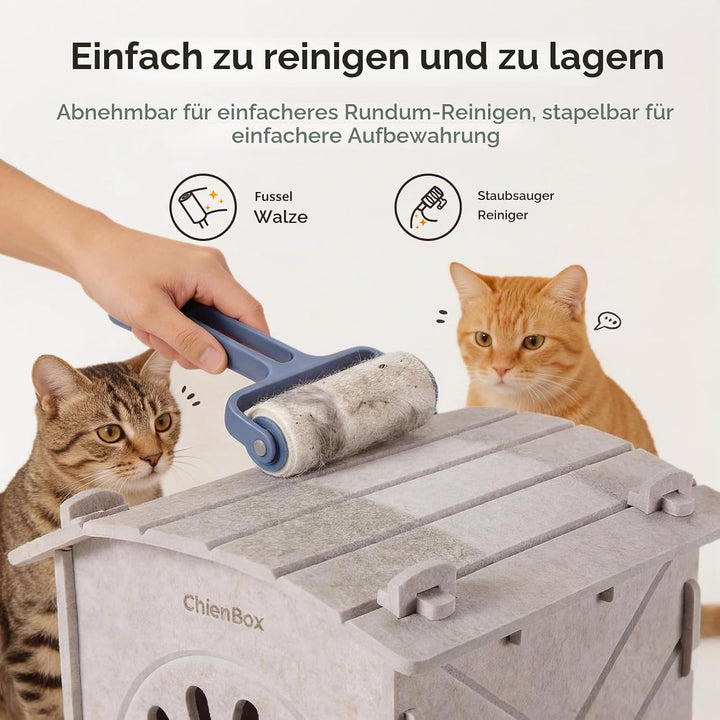 Katzenhöhle Filz: Gemütliches Katzenhaus Indoor, Katzenbett mit beruhigendem Kratzbogen, Robuste &amp; K