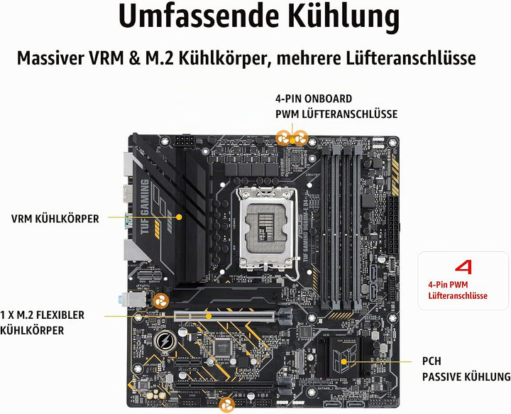 ASUS TUF GAMING B660M-E D4 Mainboard Sockel Intel LGA 1700 (Intel B660, mATX, DDR4 Speicher, PCIe 4.