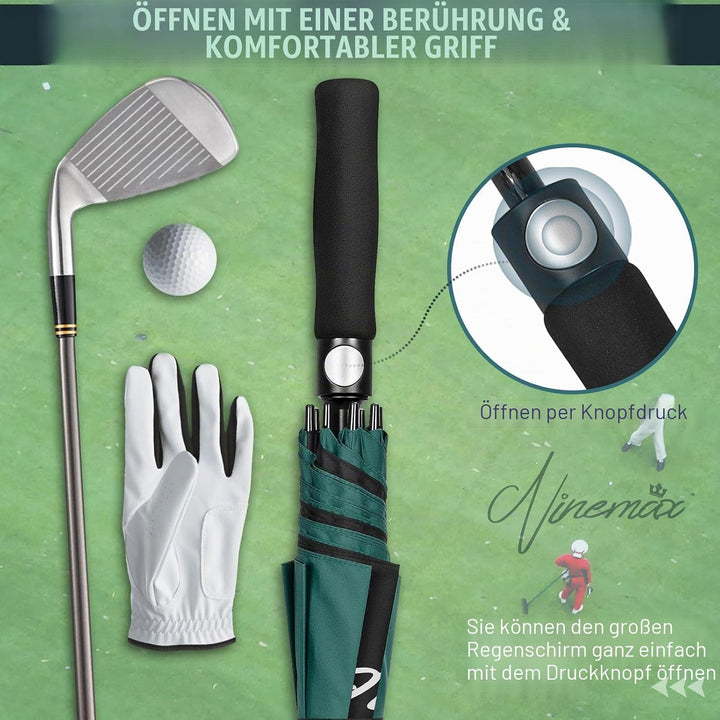 NINEMAX Golf Regenschirm Gross Sturmfest XL/XXL, Grosser Regenschirm Sturmfest Stabil, Golfschirm Gr