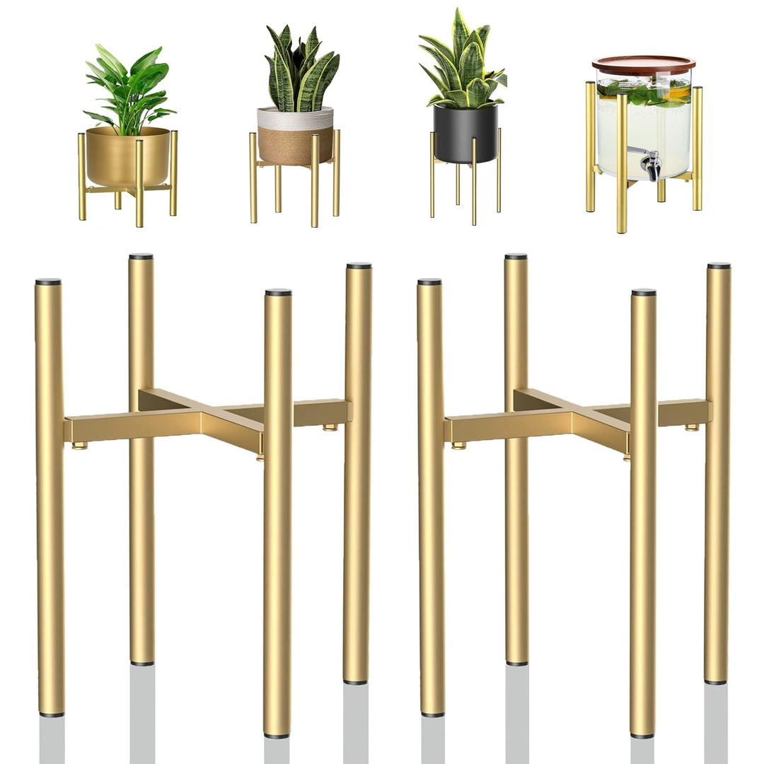 2pcs Verstellbarer Pflanzenständer aus Metall Gold, 21cm-35cm Blumenständer Plant Stand, Blumenständ