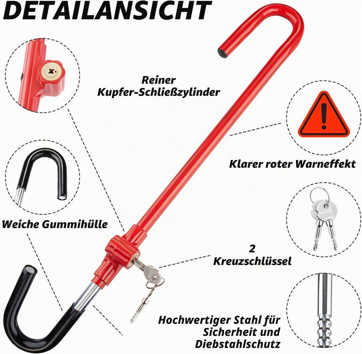 Cartman Lenkrad-Bremsschloss, Fahrzeug-Diebstahlsicherung, Bremspedalschloss mit verstellbarer Länge