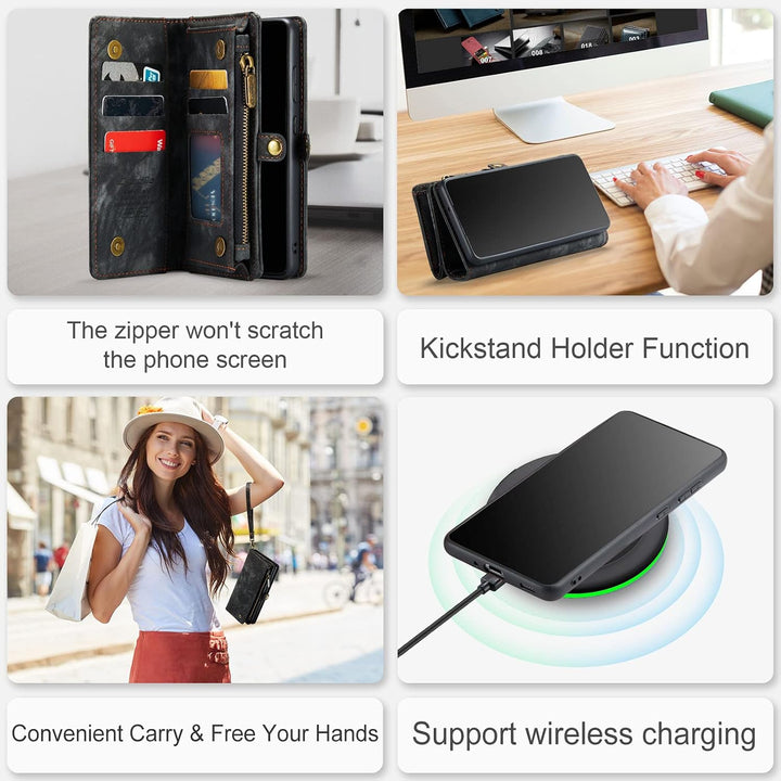 UFinetech 2-in-1 Samsung Galaxy S20 Hülle Tasche Handy Leder TPU Flip Magnetisch Kartenfach Ständer