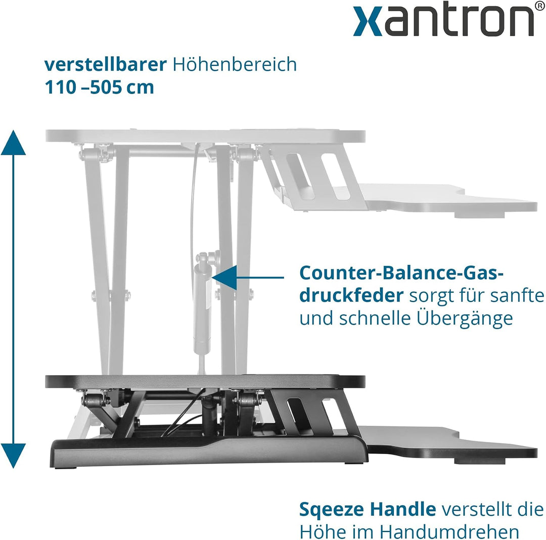 Xantron Schreibtischaufsatz höhenverstellbar mit Gasdruckfeder