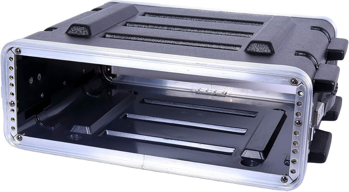 Crossrock Stapelbares 3U Rack Case, Standard 19,25” Tiefe, Polyethylen-Hartschalenkonstruktion mit S