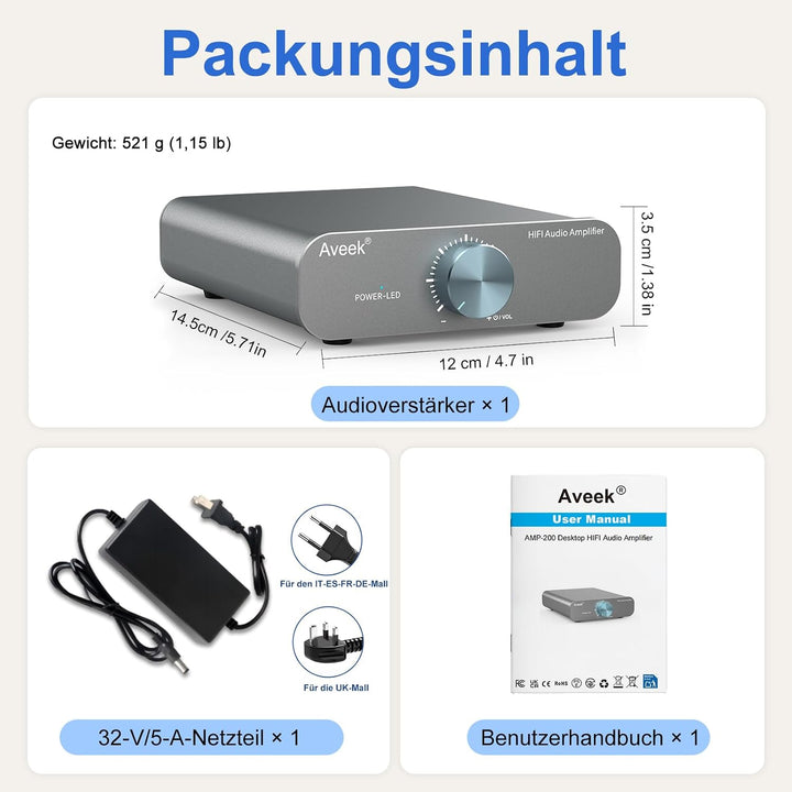 Aveek TPA3255 Desktop Mini-Stereo-Verstärker, Klasse D 2-Kanal