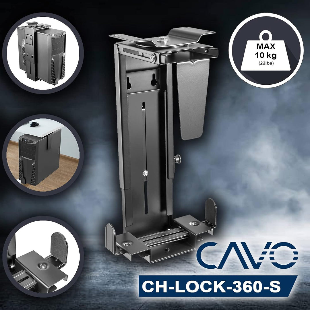 CAVO Desktop PC-Halterung CH-LOCK-360-S schwarz 88 x 516 mm bis 10 Kg PC-Halter CH-LOCK-360 schwarz,