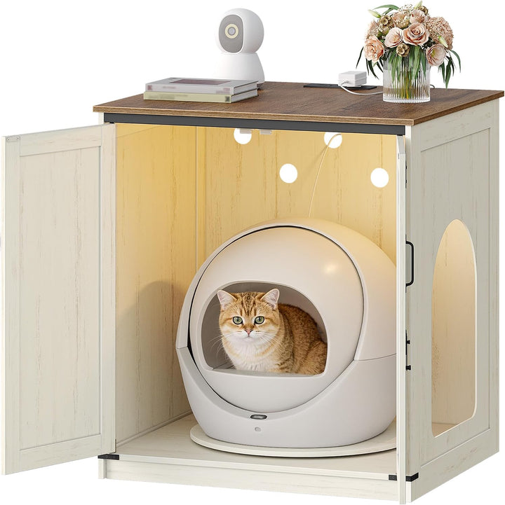 Hzuaneri Gross Katzenschrank, 82 × 70 × 90 cm, Verdeckter Katzenklo Schrank mit Drehbarer Schale, St