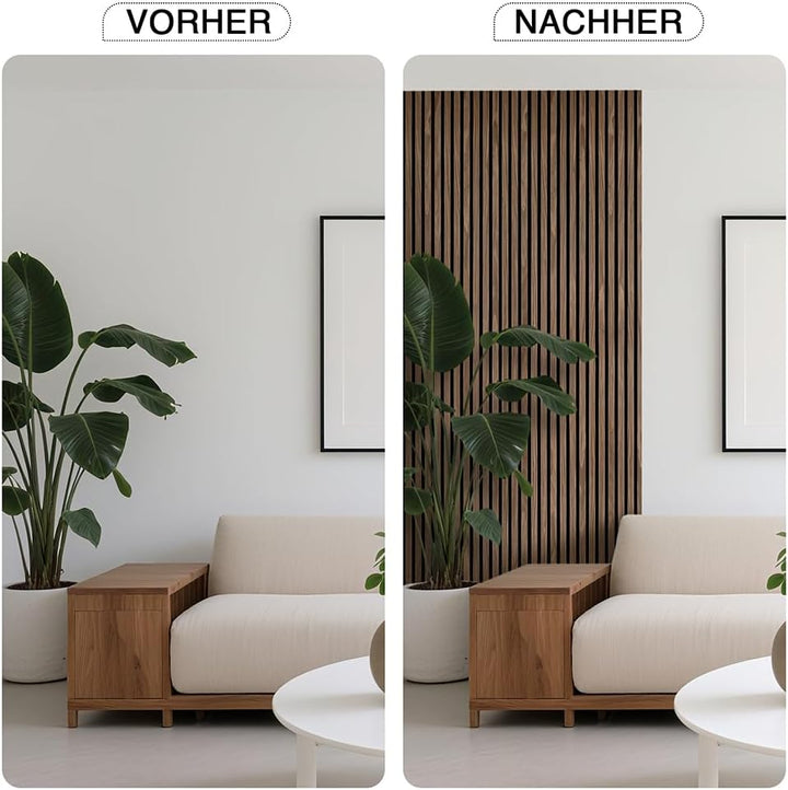 Faltbar Akustikpaneele Holz 240x60cm-3 Stück(4,32m²) Wandpaneele mit Holzfurnier Holzpaneele Wand Ac