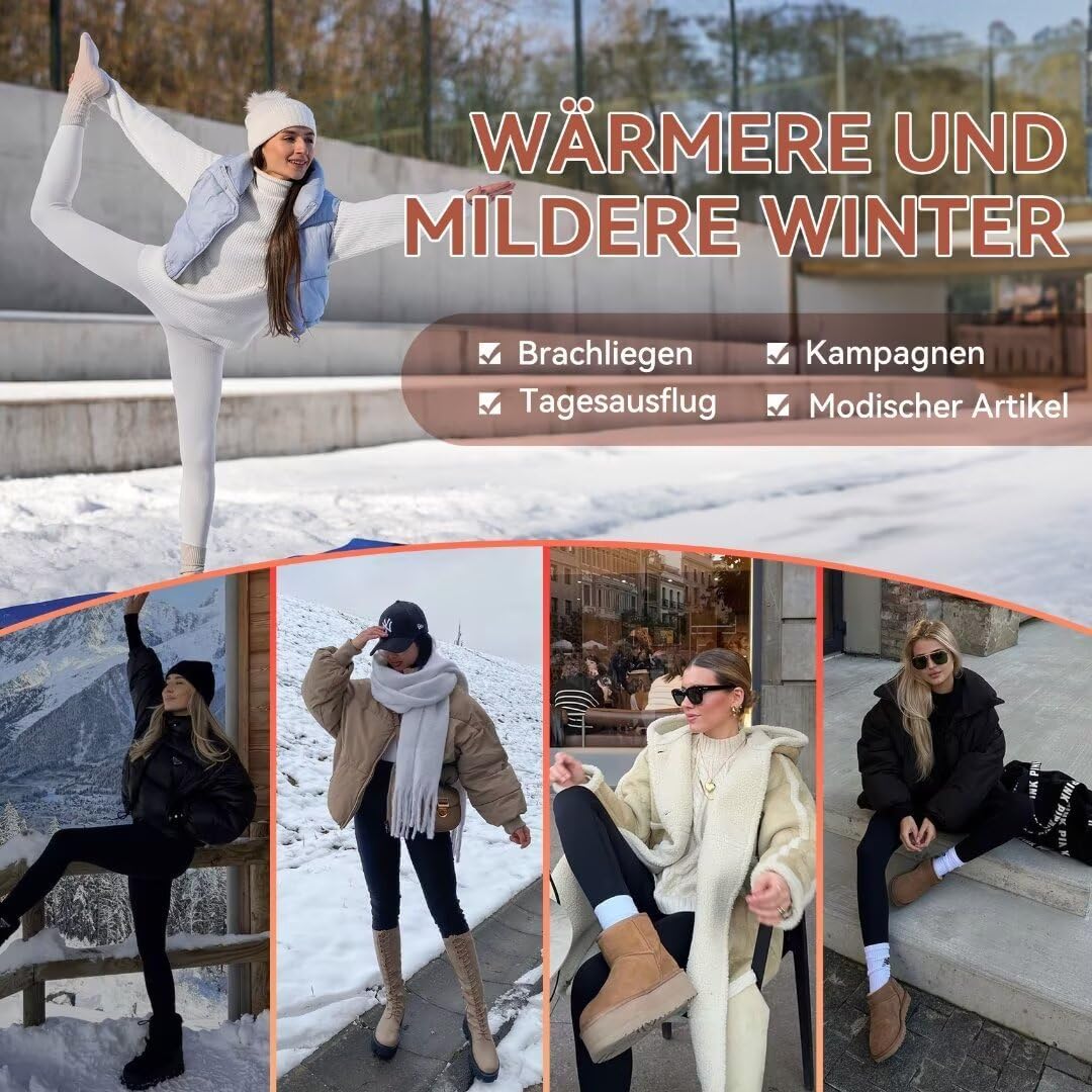 HLTPRO Thermo Leggings Damen Gefütterte Winter High Waist Thermohose Dicke Thermoleggings Warm Leggi