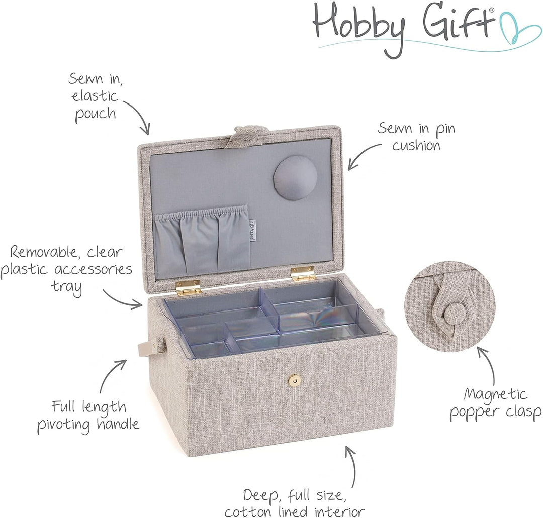 Hobby Gift Medium Näh-Aufbewahrungsbox, Holz/Stoff, Gestickte Vögel auf Spule, Gestickte Vögel auf S