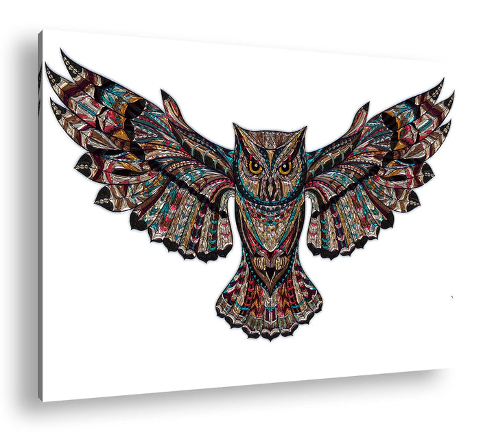 deyoli Mosaik Eule Format: 60x40 als Leinwandbild, Motiv fertig gerahmt auf Echtholzrahmen, Hochwert