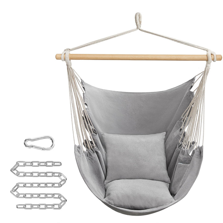 SONGMICS Hängesessel, Hängeschaukel, Hängestuhl mit 2 Kissen, Metallkette, bis 150 kg belastbar, Ind