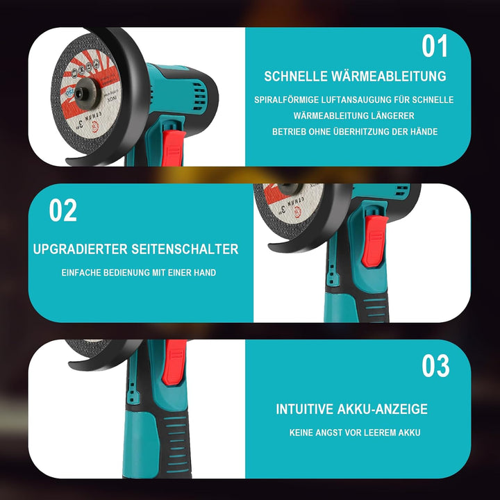 Mini Akku Winkelschleifer, 3 Zoll Professional Akku Winkelschleifer Set 12V
