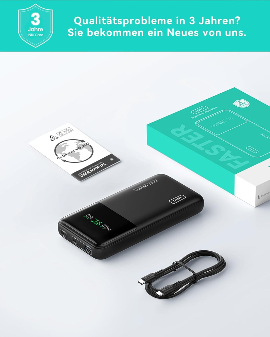 INIU Power Bank, 27000mAh 140W Power Bank Klein Aber Stark USB C Input &amp; Output for Phone &amp; Laptop,