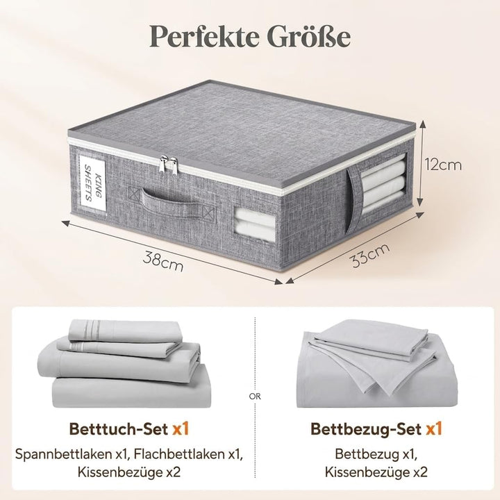Lifewit 8 Stück Faltbarer Aufbewahrungstasche, Bettwäsche Organizer, Grau Grau M 8, Grau M 8
