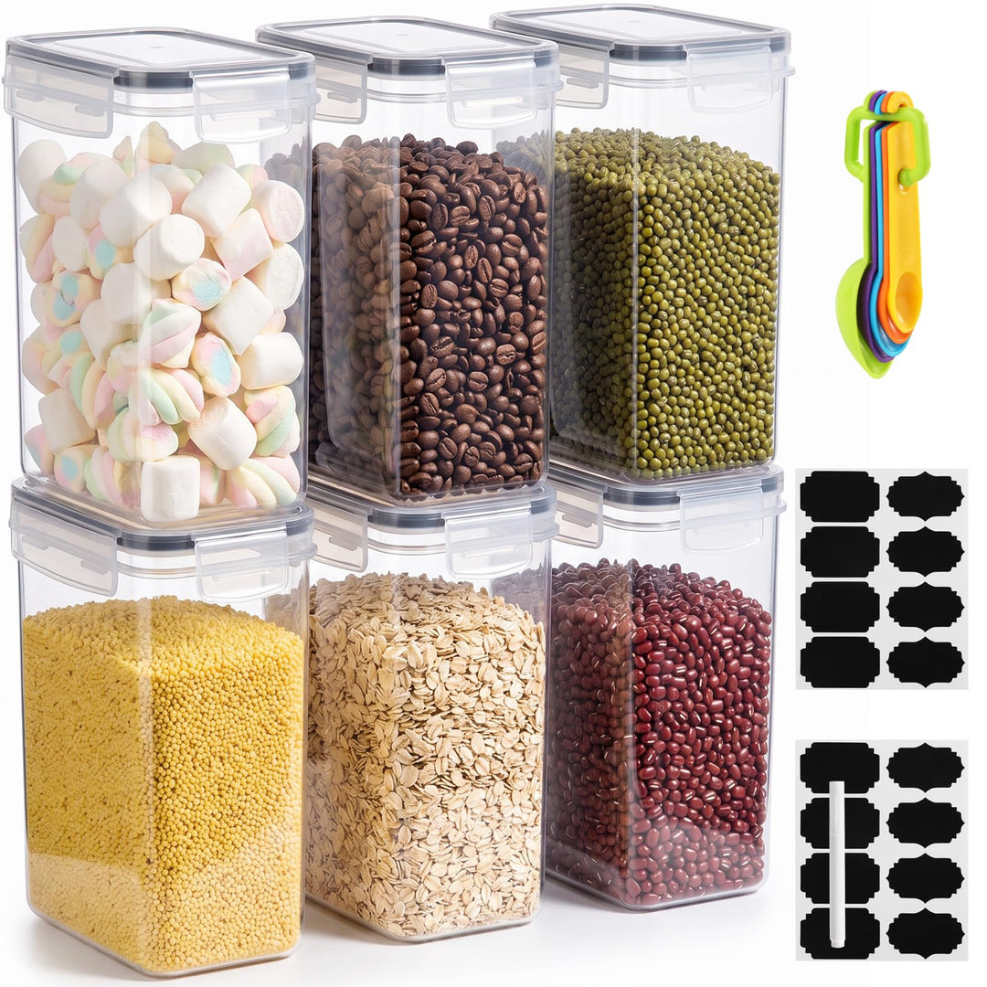 6 Stück 2L Vorratsbehälter Set, Vorratsdosen mit Deckel Luftdicht, Cerealien Behälter BPA Frei, Kuns