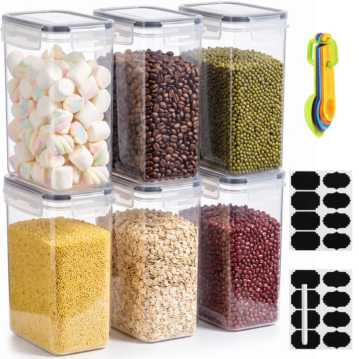 6 Stück 2L Vorratsbehälter Set, Vorratsdosen mit Deckel Luftdicht, Cerealien Behälter BPA Frei, Kuns