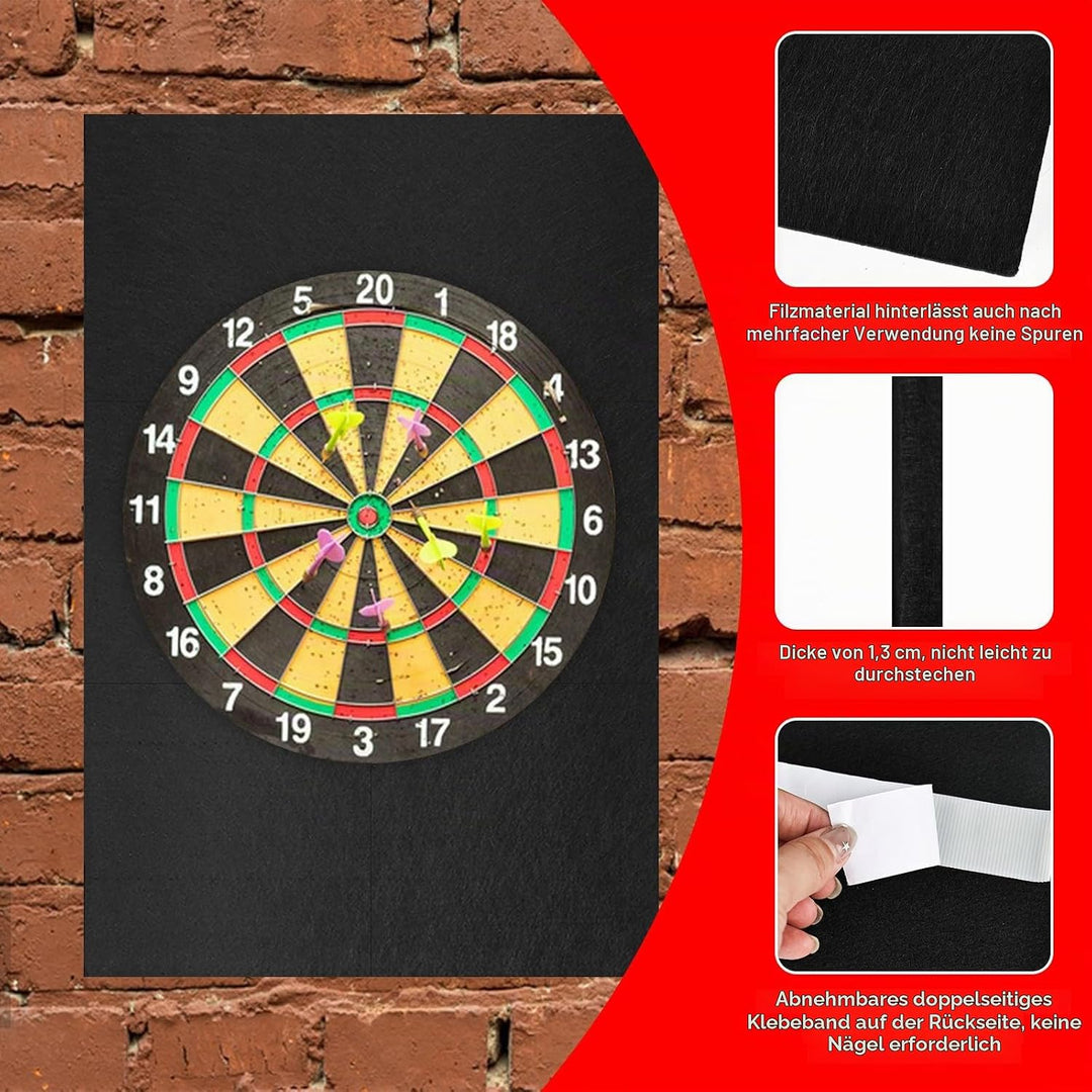 Dartscheibe Wandschutz Schwarz 600×900×12mm – Dart Surround Schutzmatte, Selbstklebende Dartscheiben