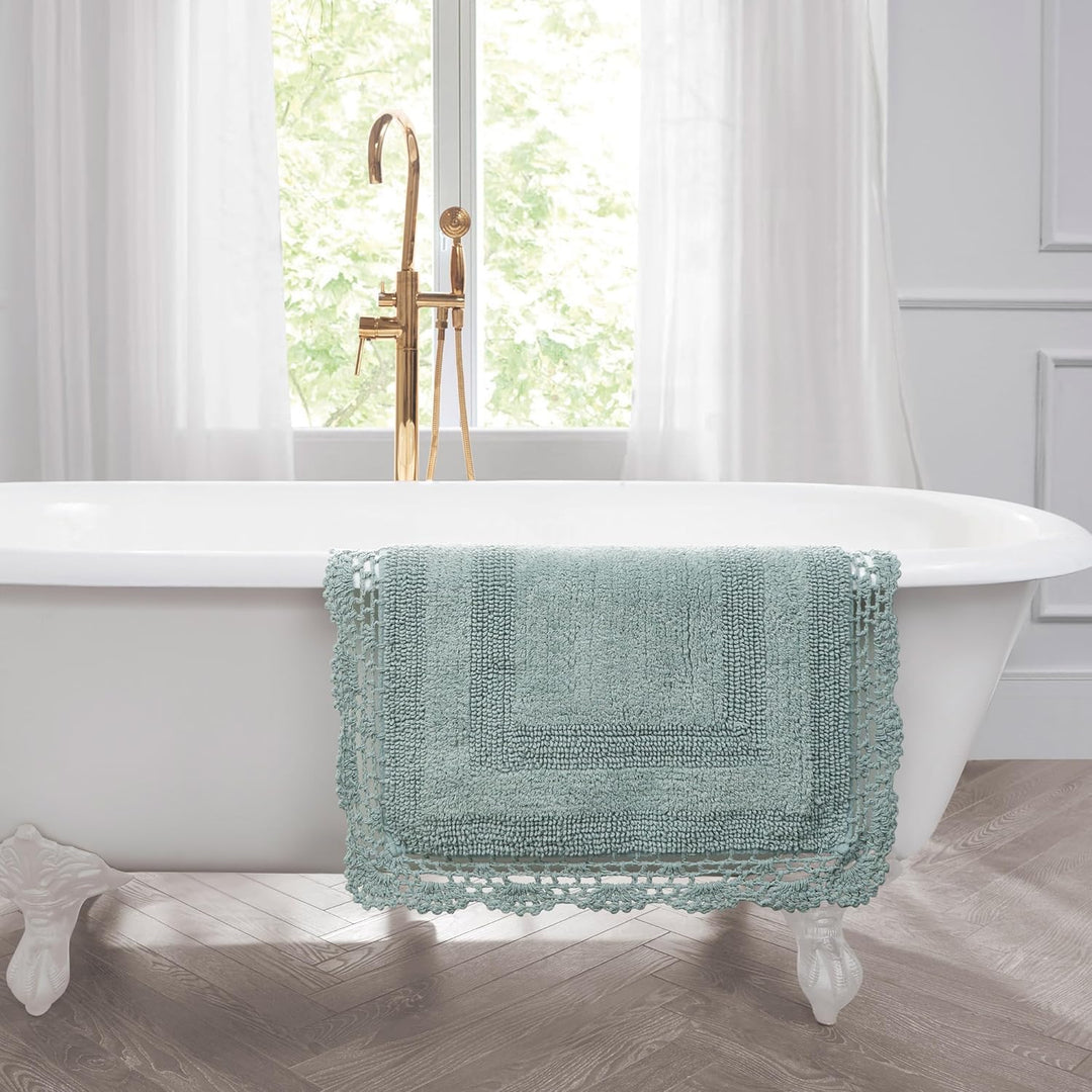 Laura Ashley Badvorleger, gehäkelt, Baumwolle, 43 x 61 cm, Aquamarin Aqua 17x24, Aqua 17x24