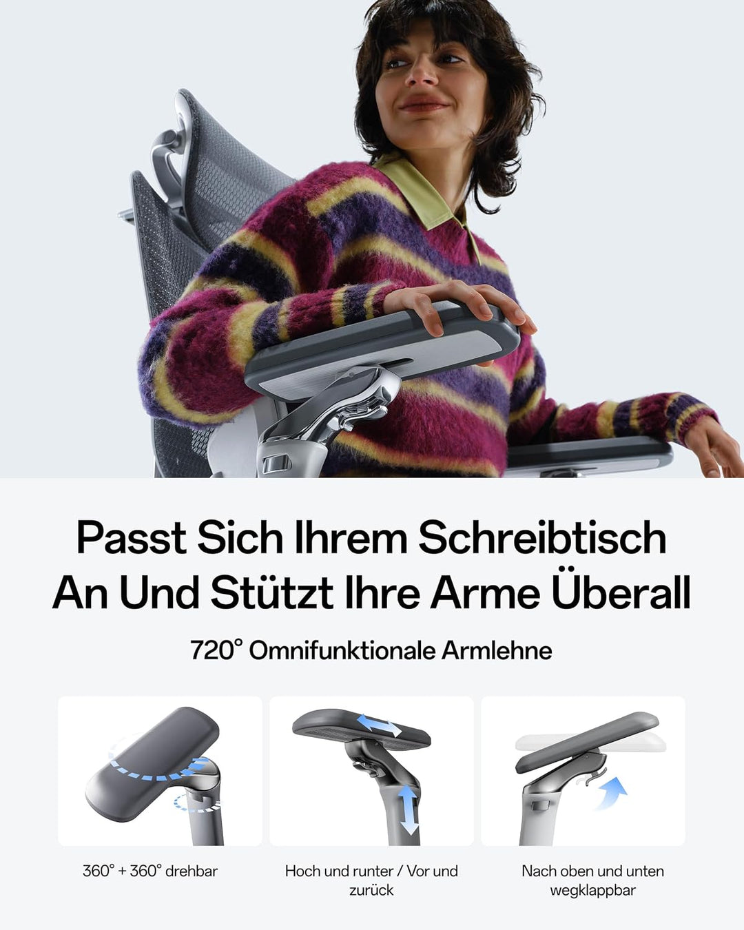 Hbada E3 Pro Edition 2026 Ergonomischer Bürostuhl, Netzstuhl mit Schwebender 3-Zonen-Lendenwirbelstü