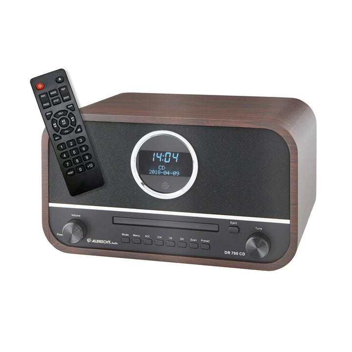 Albrecht DR790CD Digitalradio DAB+, 27790, multifunktional inkl. CD-Player und Bluetooth, Holzgehäus