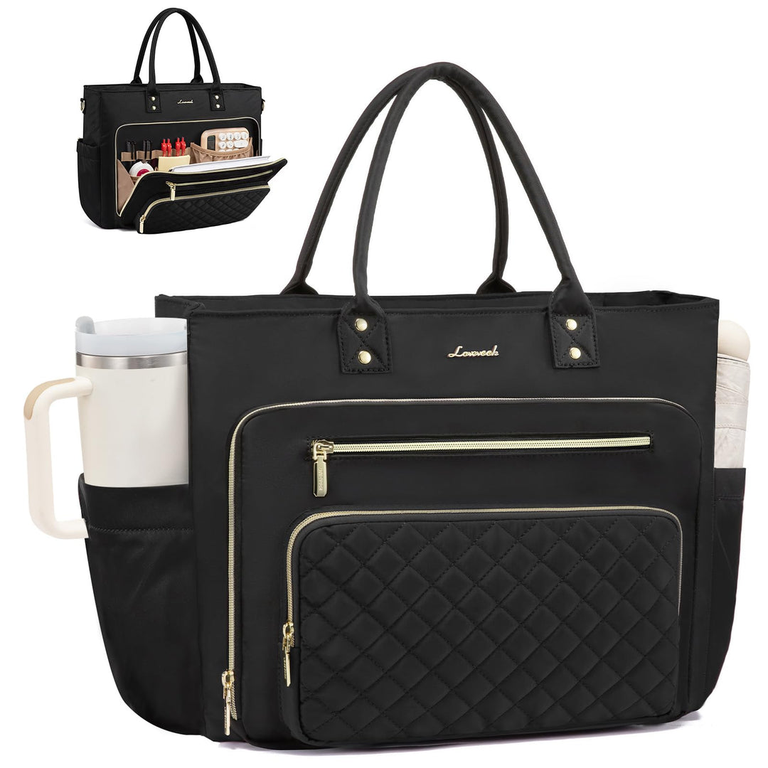 LOVEVOOK Lehrertasche Damen Gross, 15.6 Zoll Laptoptasche Arbeitstasche Schwarz 15,6 Zoll, Schwarz 1