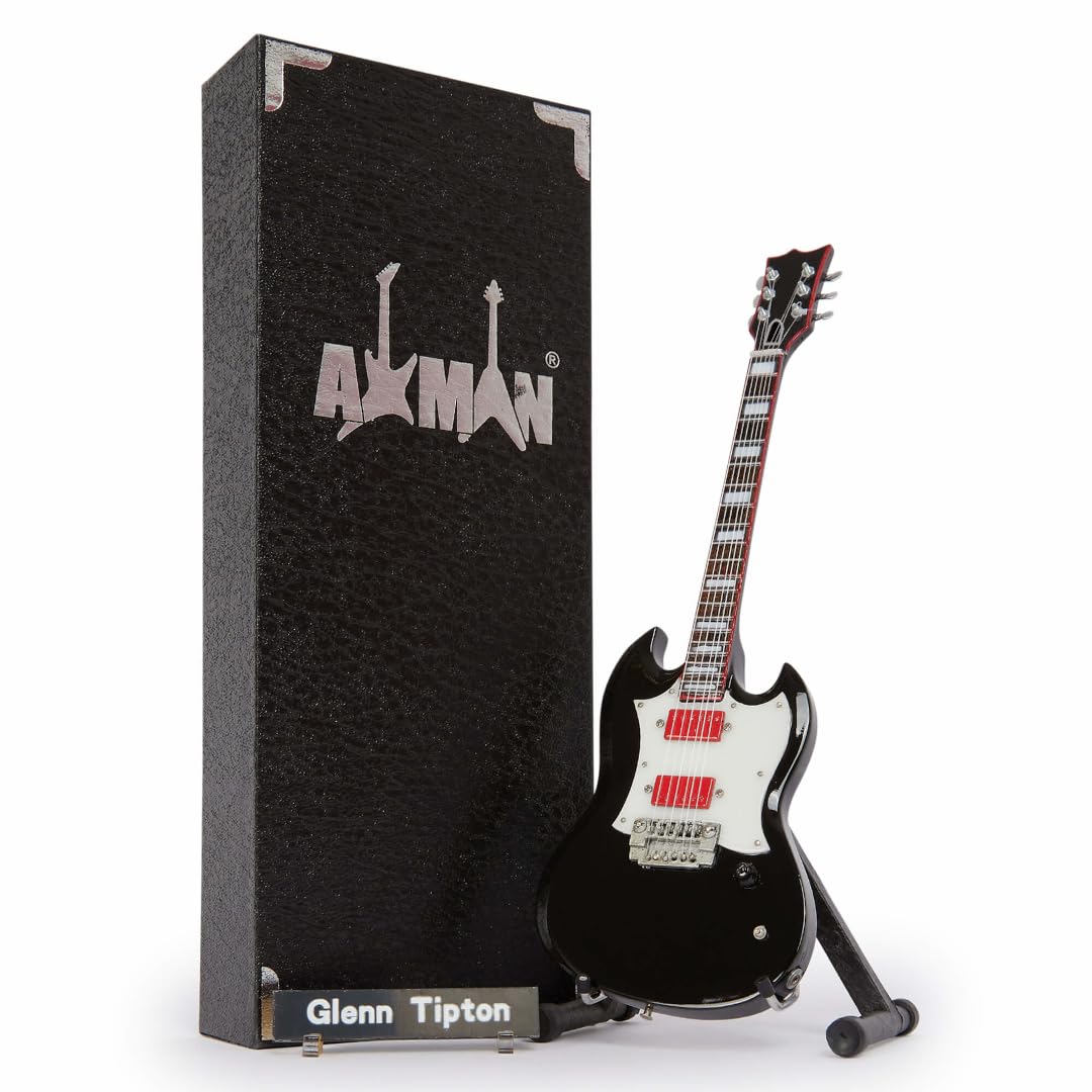 AXMAN Glen Tipton Miniatur-Gitarren-Nachbildung, handgefertigt, Ornament, 1/4-Massstab, inkl. Displa