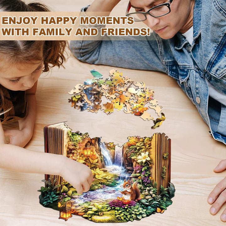 Holzpuzzles für Erwachsene – 34 cm × 33 cm Buchlandschaft Puzzle, Buchlandschaft