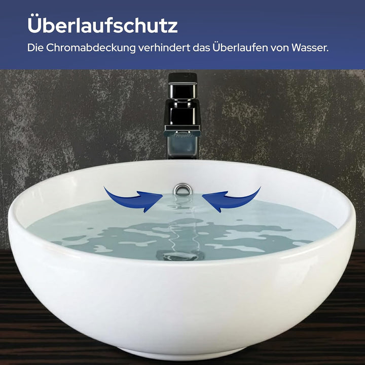 VILSTEIN Waschbecken, 44 cm, Keramik Aufsatz Waschschale, Weiss, Rund 44 x 44 x 17 cm, 44 x 44 x 17