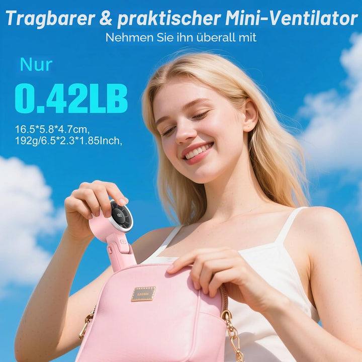 WHATOOK Mini Handventilator：3-in-1 Handventilator Rosa Pink, Pink