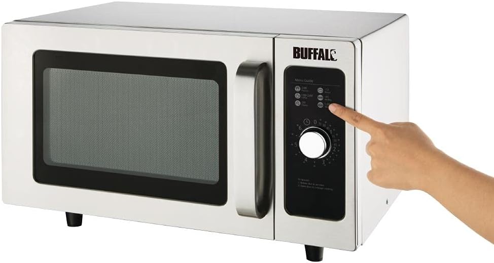 Buffalo 1000W Gewerbliche Mikrowelle 25 Liter, Edelstahl, 13A, manueller Drehregler, für den profess