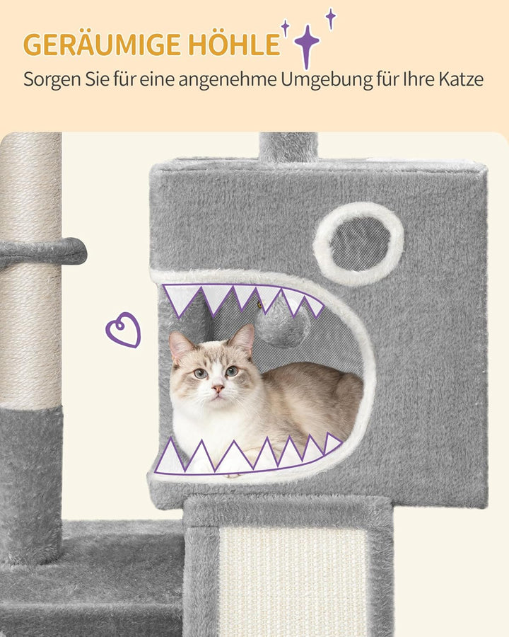 Hzuaneri Kratzbaum, 98 cm Kleiner Katzenbaum, Geräumiges und Stabile, mit Weiche Grosse Plattform, P