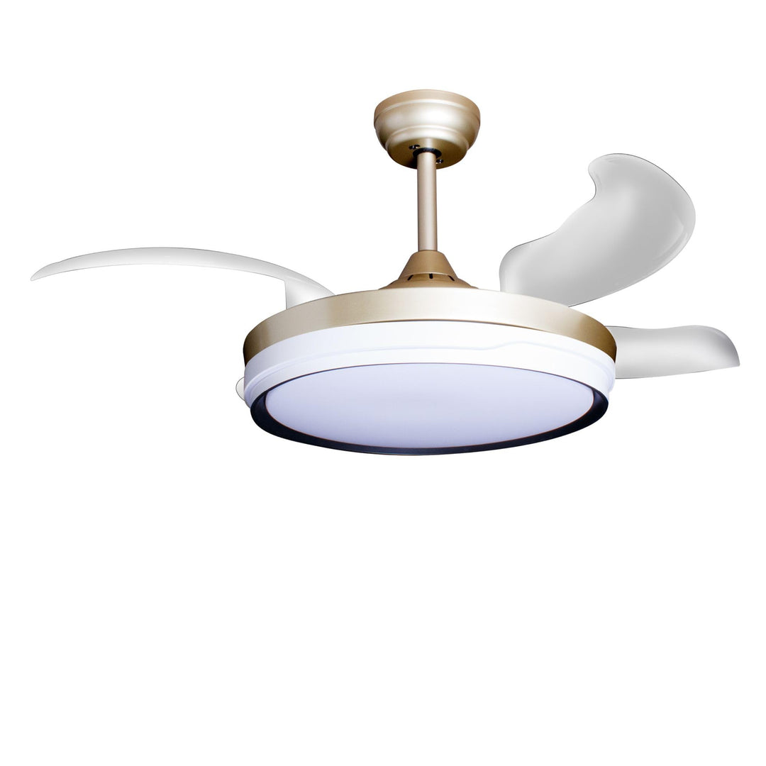 Eclipse Deckenventilator mit Beleuchtung, Leise mit 6 Windstufen, App Goldfarbene Basis Kelora, Gold