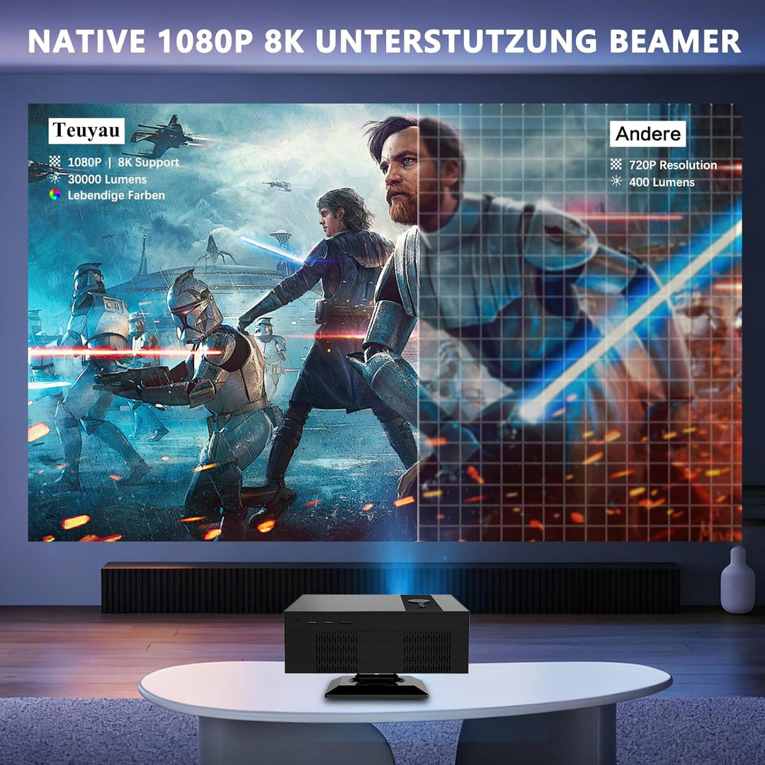 [Google TV &amp; Offizielle Apps] Beamer 4K 8K Unterstützt, Smart Beamer Heimkino 1080P FHD, Autofokus &amp;